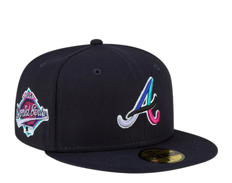 Atlanta Braves 1995 World Series New Era 59Fifty Fitted Hat (Light Purple  Sky Blue Under Brim)