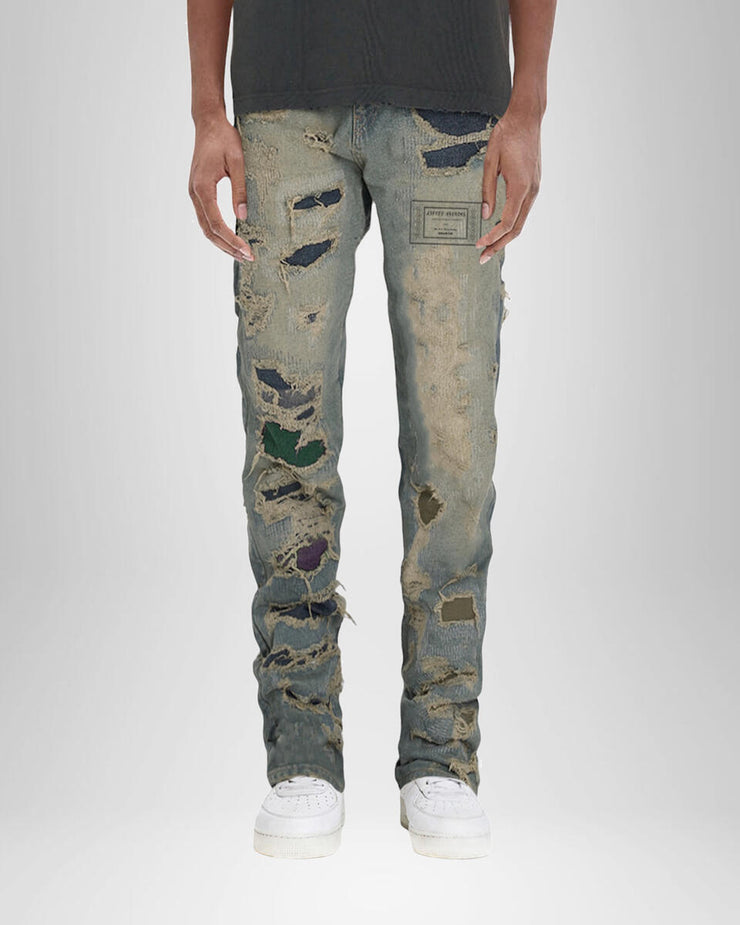 Lifted Anchors Deteriorate - Colored Patch Basic Boro Denim