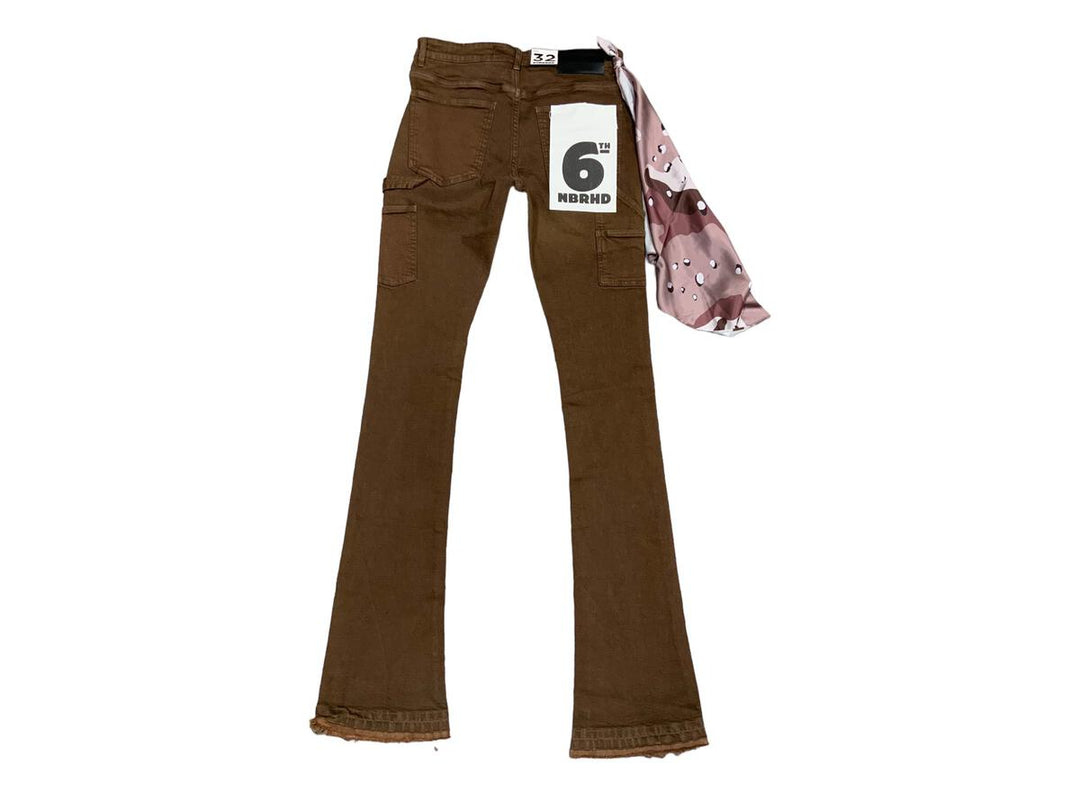 6th NBRHD 6th NBRHD "Tradition" Denim Stacked Jeans in Earth Tones - Jeans - View 8