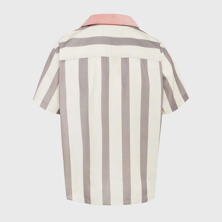 Homme Femme Paneled Courduroy Striped Shirt