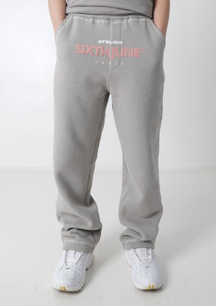 Sixth June Front Logo Print Embroidered Edges Joggers