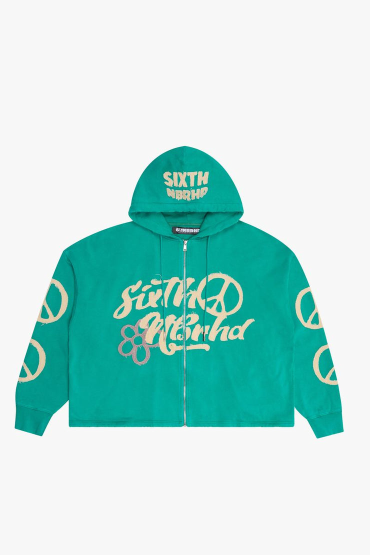 6th NBRHD "Spirit" Cropped Zip-Up Hoodie