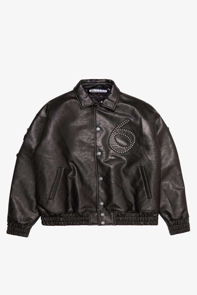 6th NBRHD 6th NBRHD "Star Studded" Leather Jacket in Black - Men's Apparel
