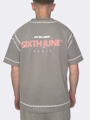 Sixth June Back Logo Print Embroidered Edges T-Shirt