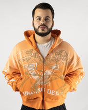 Visionary Club Orange Cream Boxy Oversized Zip Up Jacket