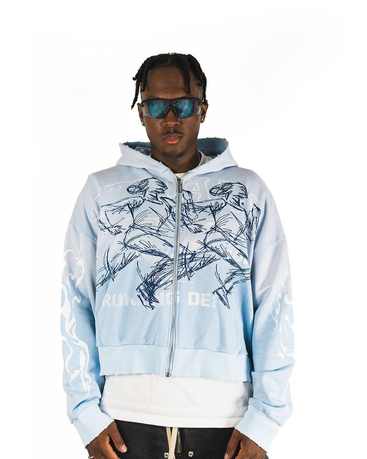 Visionary Club Skyfall Blue Boxy Oversized Zip Up Jacket