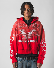 Visionary Club Red Rush Boxy Oversized Zip Up Jacket
