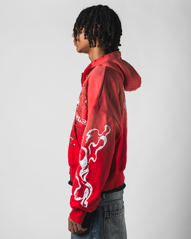 Visionary Club Red Rush Boxy Oversized Zip Up Jacket