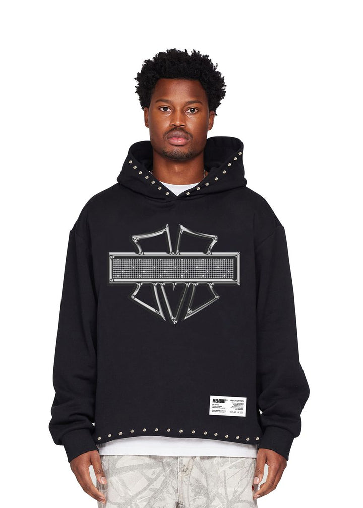 Memory Lane M Shield Studded Crop Hoodie