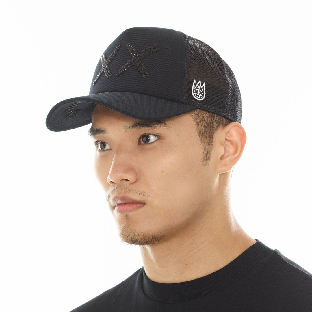 Cult of Individuality XX Black Crystals Mesh Trucker Hat