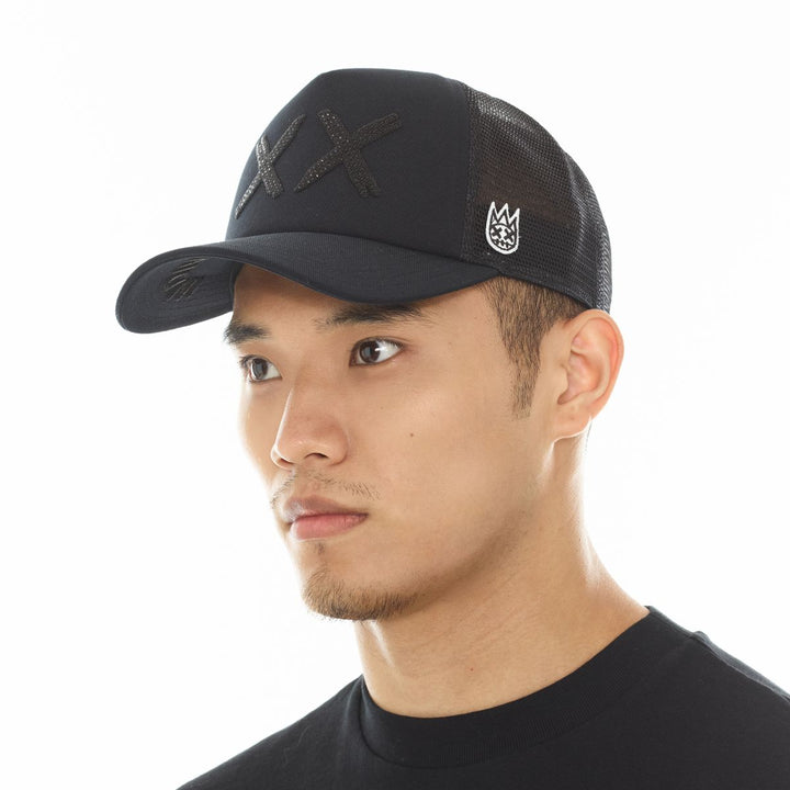Cult of Individuality XX Black Crystals Mesh Trucker Hat