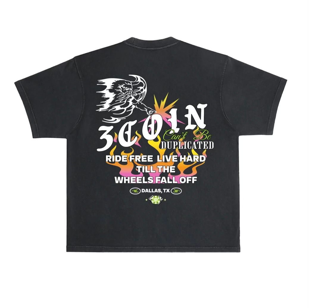 3COIN 3COIN Ride Free Burst Tee in Black - Men's Apparel
