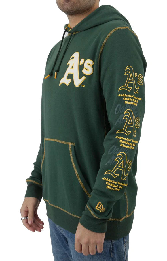 Men's Oakland Athletics New Era Green Team Split Pullover Hoodie