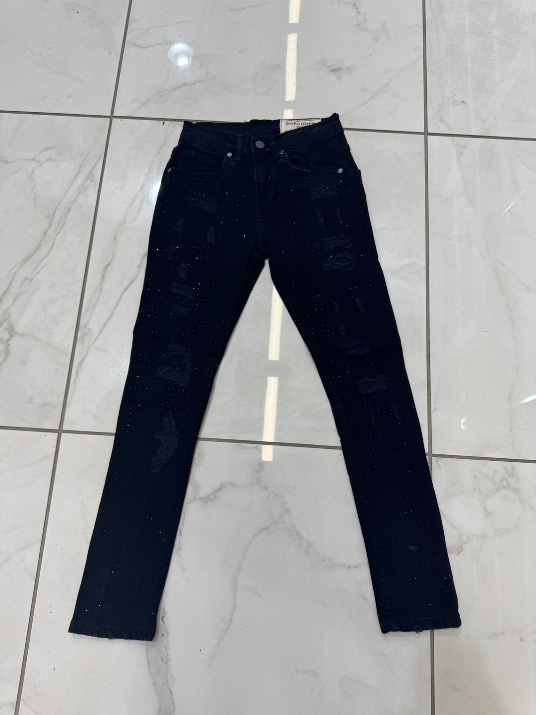 Kids' Fwrd Denim Rhinestone Slim Jeans Jet Black — Sole Play Dothan AL