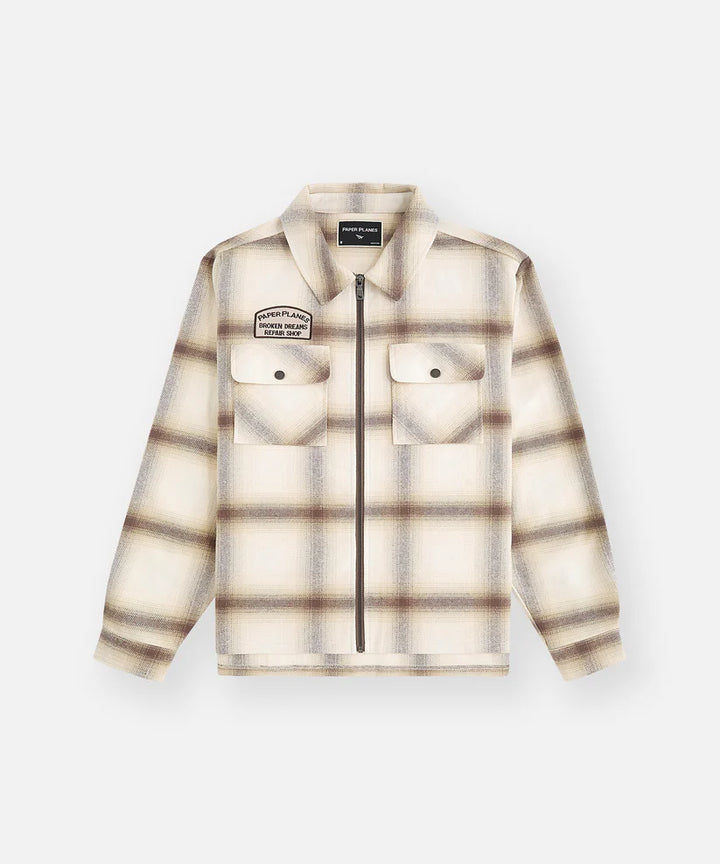Paper Planes Flannel Zip Front Shirt
