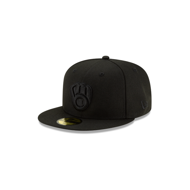 New Era Milwaukee Brewers MLB Black On Black 59FIFTY Fitted Hat