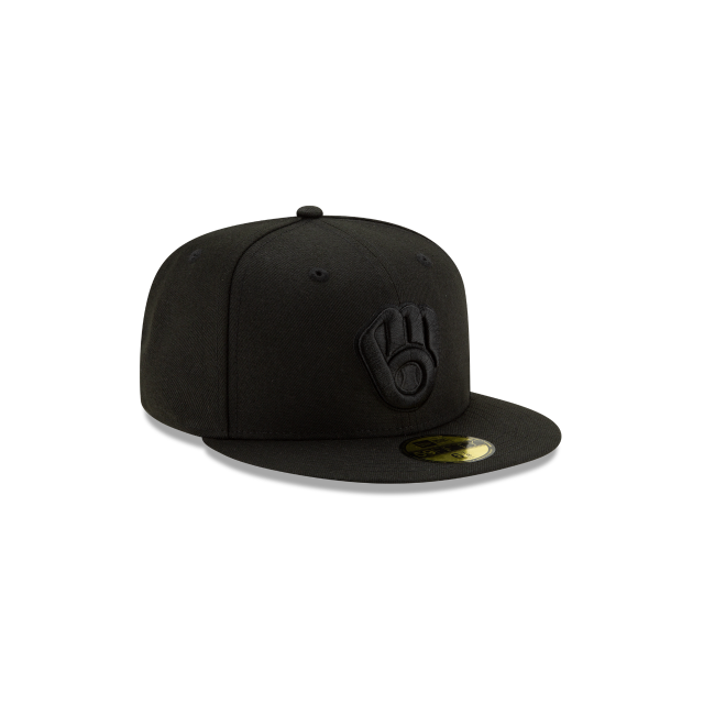 New Era Milwaukee Brewers MLB Black On Black 59FIFTY Fitted Hat