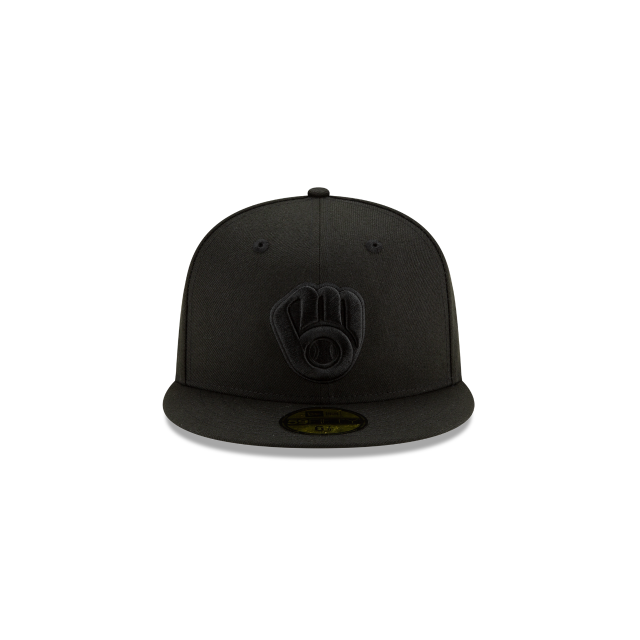 New Era Milwaukee Brewers MLB Black On Black 59FIFTY Fitted Hat