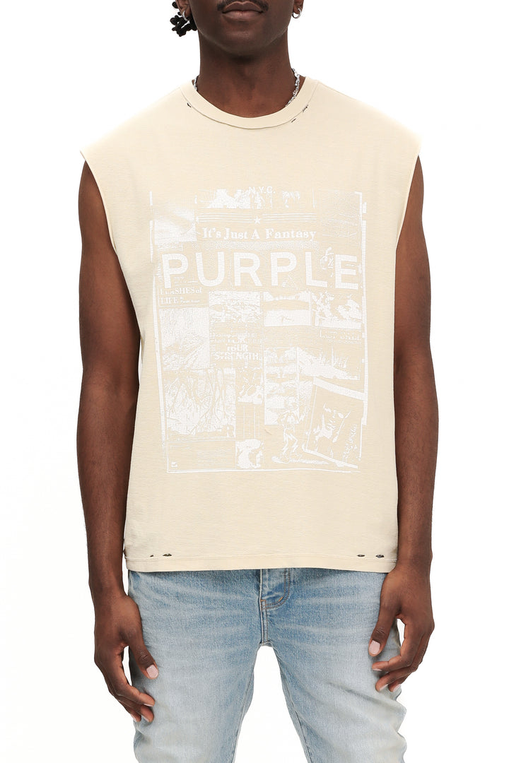 PURPLE BRAND Textured Jersey Sleeveless Tee
