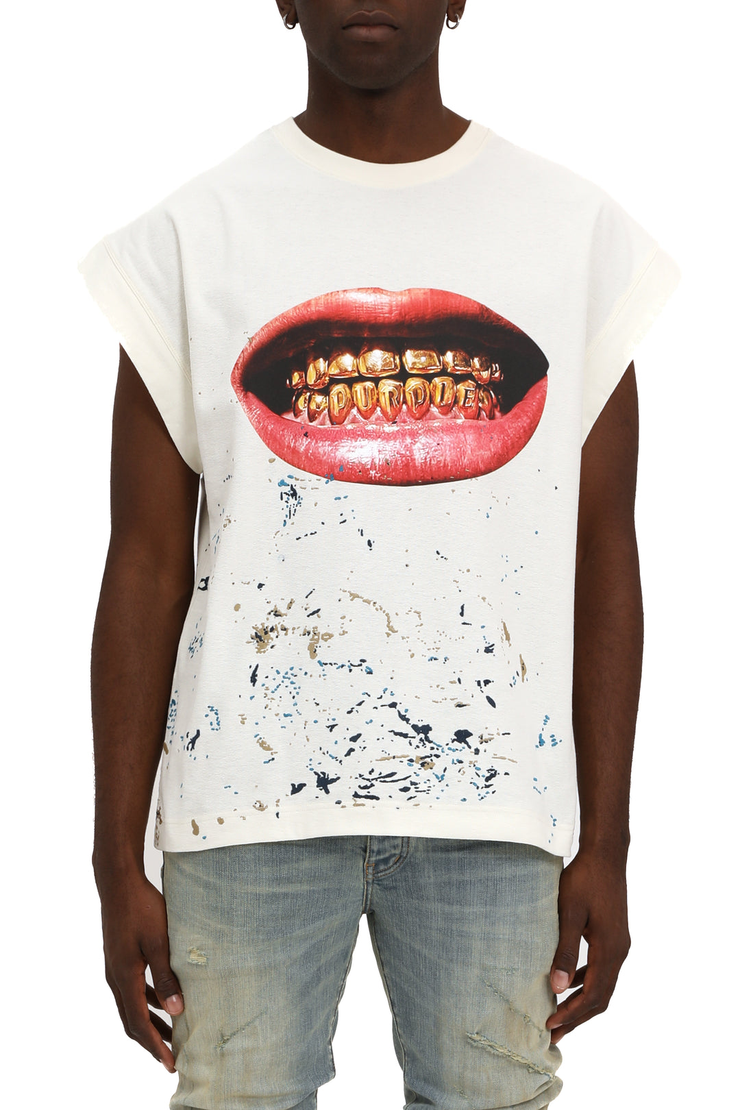 PURPLE BRAND Textured Jersey Slvless Tee