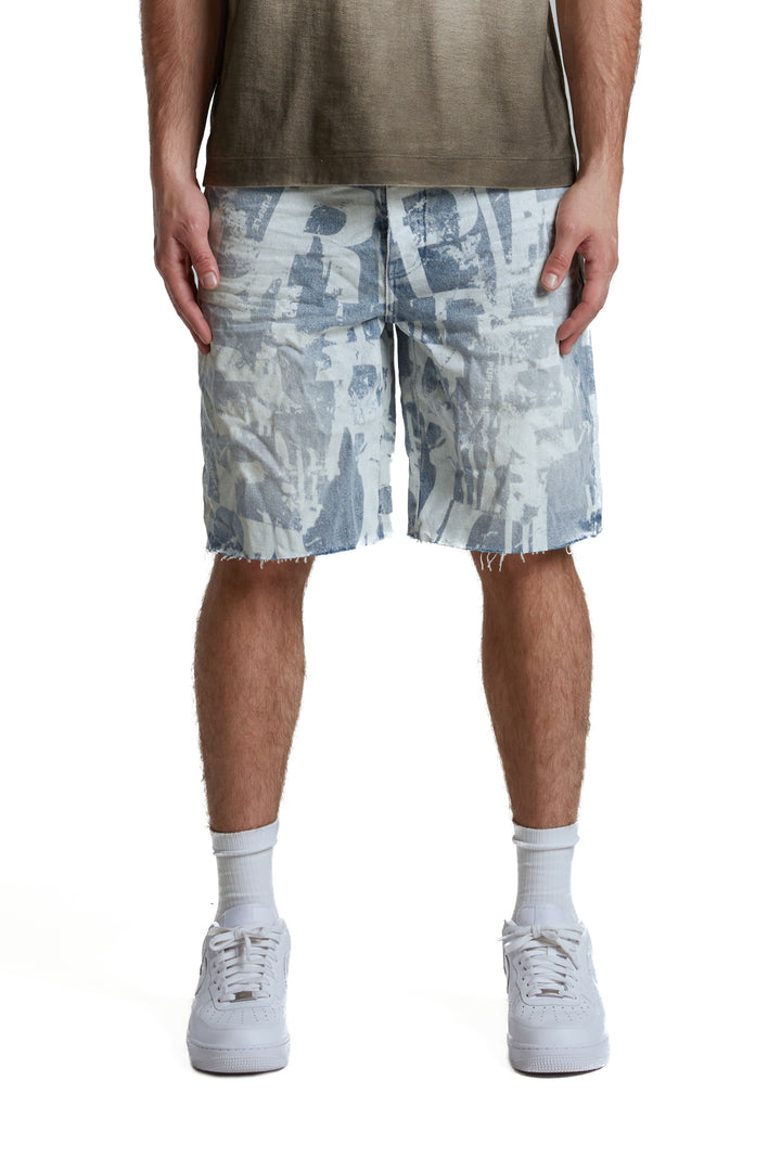PURPLE BRAND Grunge Print Short