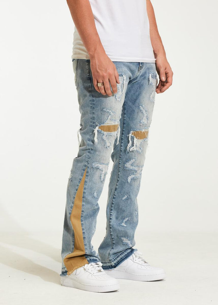Crysp Denim Arch Distressed Stacked Jeans