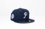 Custom New Era 59Fifty Philadelphia Phillies 100 Years Side Patch '9-5' Fitted Hat Lt Navy/White/Purple/Tan