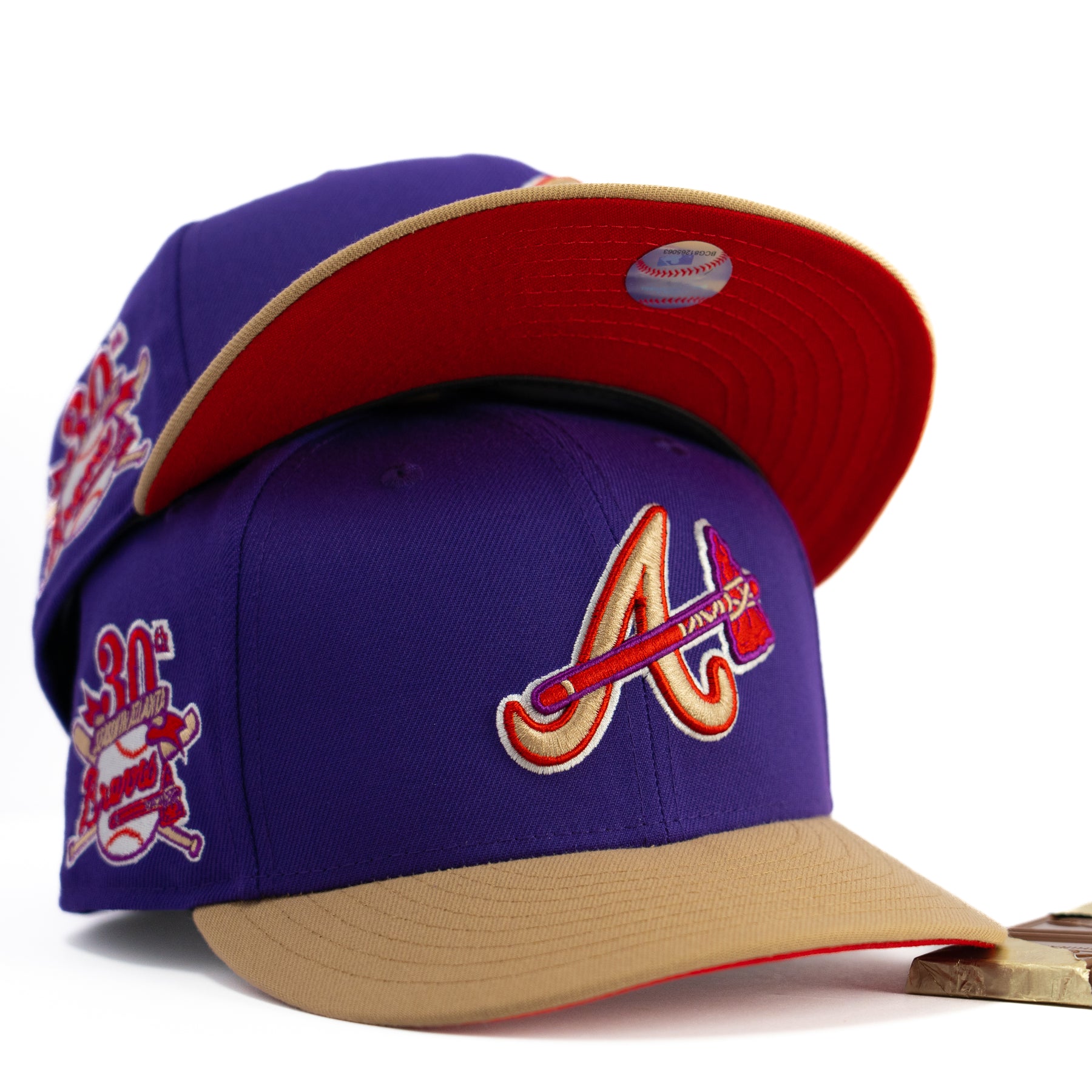 Men's New Era Tan/Black Atlanta Braves 30th Season Purple