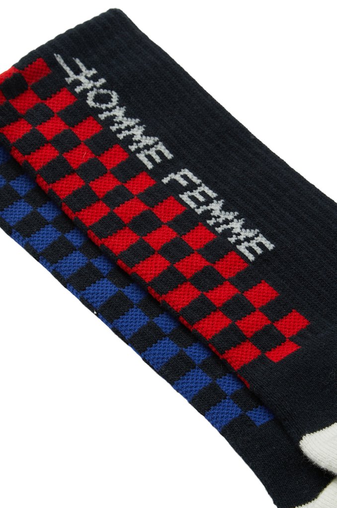 Homme Femme Racing Crew Checkered Socks