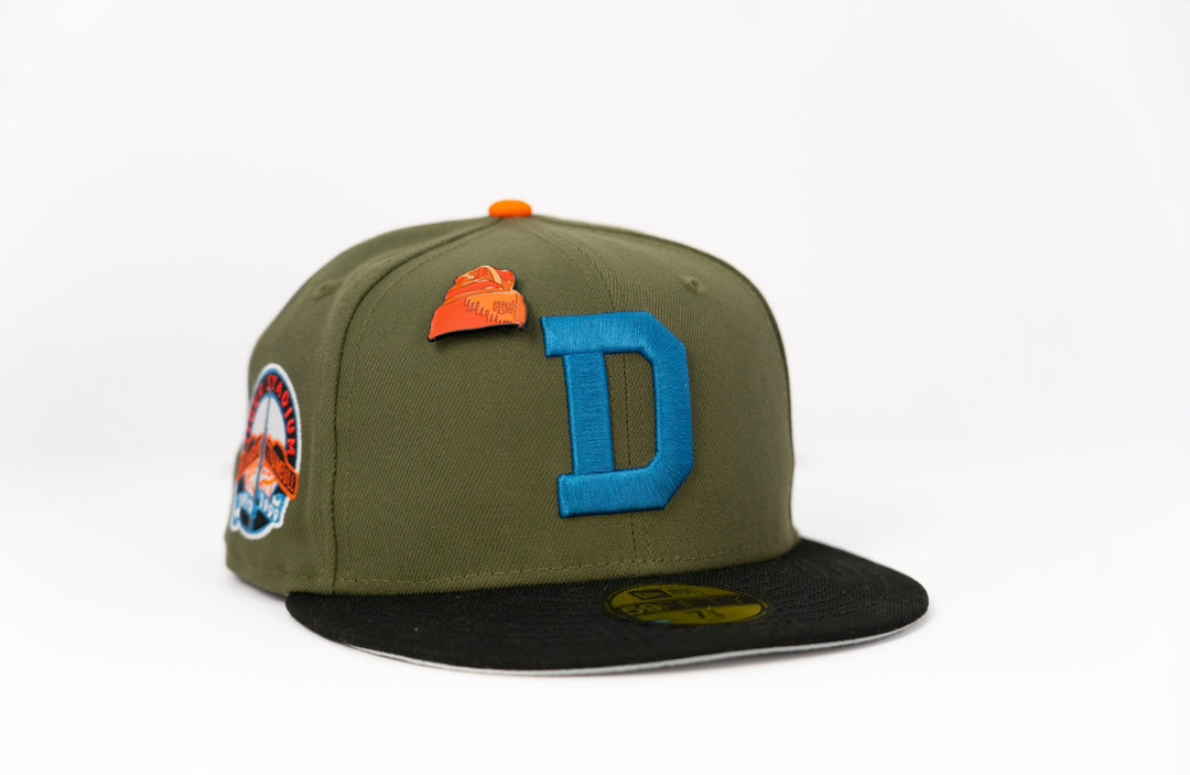 New Era 59Fifty Detroit Tigers Tiger Stadium '9-5' Fitted Hat New Olive/Black/Blue/Orange