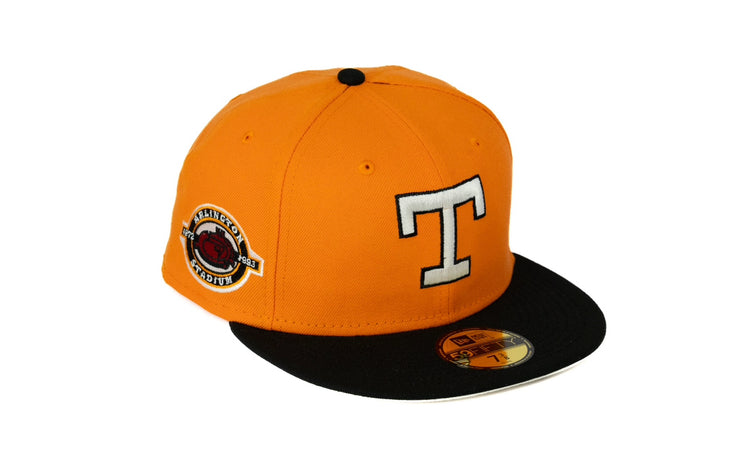 New Era 59FIFTY Texas Rangers Arlington Stadium Side Patch 'Kids Classics Pt. 1' Fitted Hat 7 1/4 / Orange Popsicle/Black