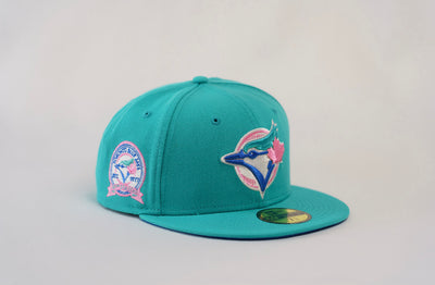 Toronto Blue Jays 40 Anniversary New Era 59FIFTY Fitted Hat (Aqua Black Fight Orange Under BRIM) 7 1/8