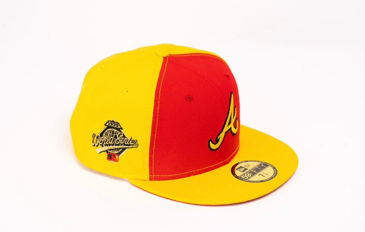 New Era 59FIFTY Atlanta Braves 1995 World Series 'Wrestling Pack' Fitted Hat 7 1/2 / Cyber Yellow/Front Door Red
