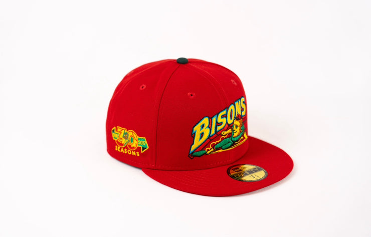 New Era 59Fifty Buffalo Bisons 30 Seasons Fitted Hat Scarlet/Yellow/Green/Blue