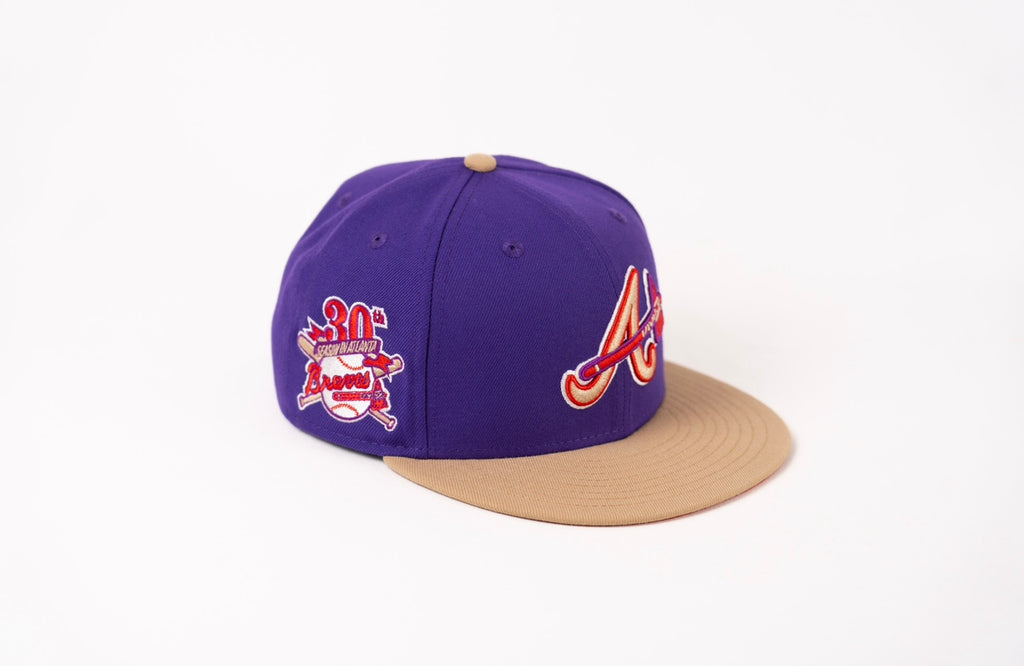 Men's New Era Tan/Black Atlanta Braves 30th Season Purple