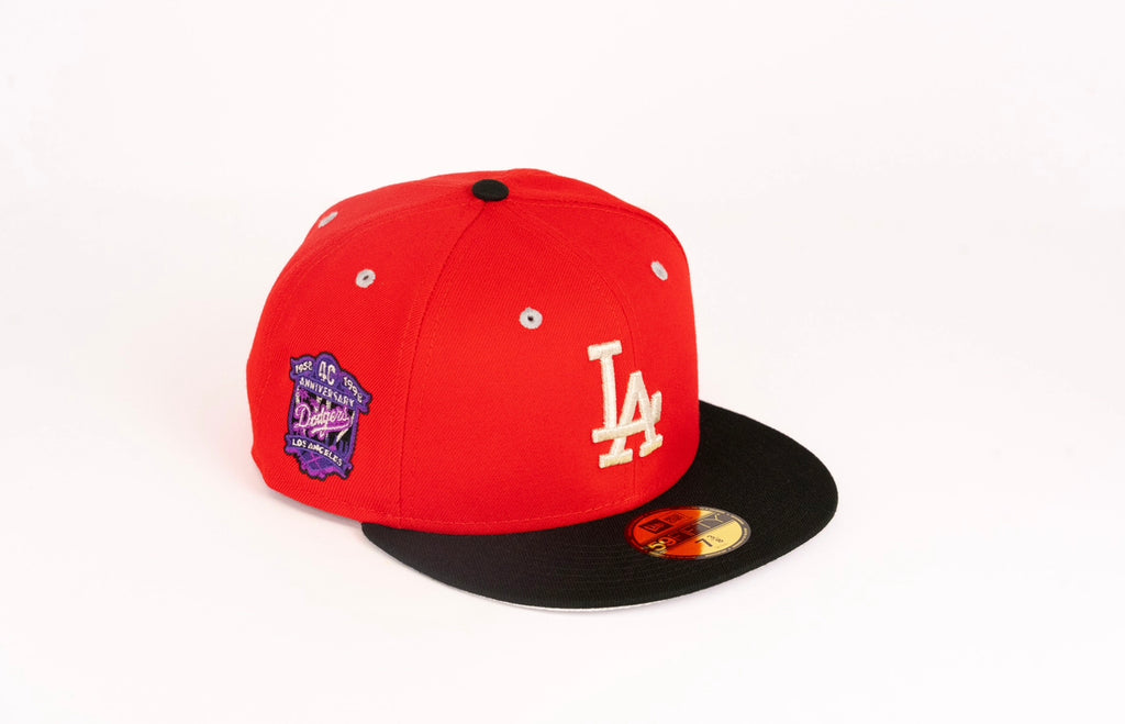 59FIFTY Los Angeles Dodgers Chrome/Red/Green 40th Anniversary Patch