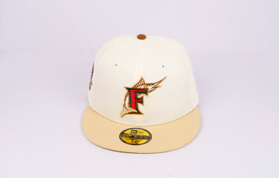 New Era 59Fifty Florida Marlins 10th Anniversary 'Eggnog Pack' Fitted Hat Chrome White/Vegas Gold/Tan/Dark Green/Red